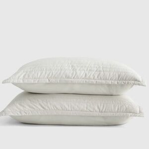 NWOT QUINCE 100% Organic Cotton Quilted Sham Set of 2 King Light Grey 1350
